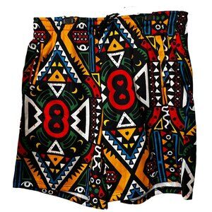 NEW- Reason Men's Black Afrocentric Multi Print Shorts Size 3XL